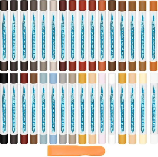 32PCS Furniture Repair Kit, Colorful Wood Filler Stick Floor Scratch Kits, Wooden Repair Wax Sticks for Repairing Scratches