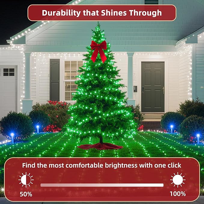 470ft Outdoor Christmas Lights, 1500 LED Super Long String Lights 12 Modes & Timer Memory, Dimmable Outsite Waterproof Light Strings for Xmas Tree Garden Wedding Party Holiday Decorations Green