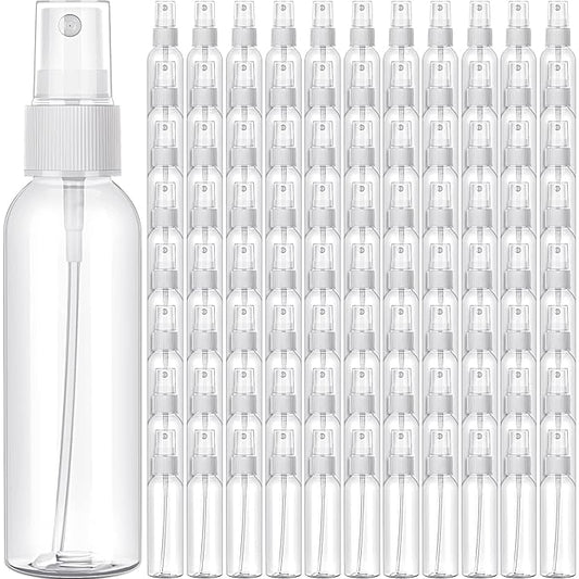 Nuogo 90 Pack 4 Oz Plastic Mini Spray Bottles Reusable Travel Size Perfume Refillable Mist Sprayer Empty Bottle for Essential Oil(Clear)