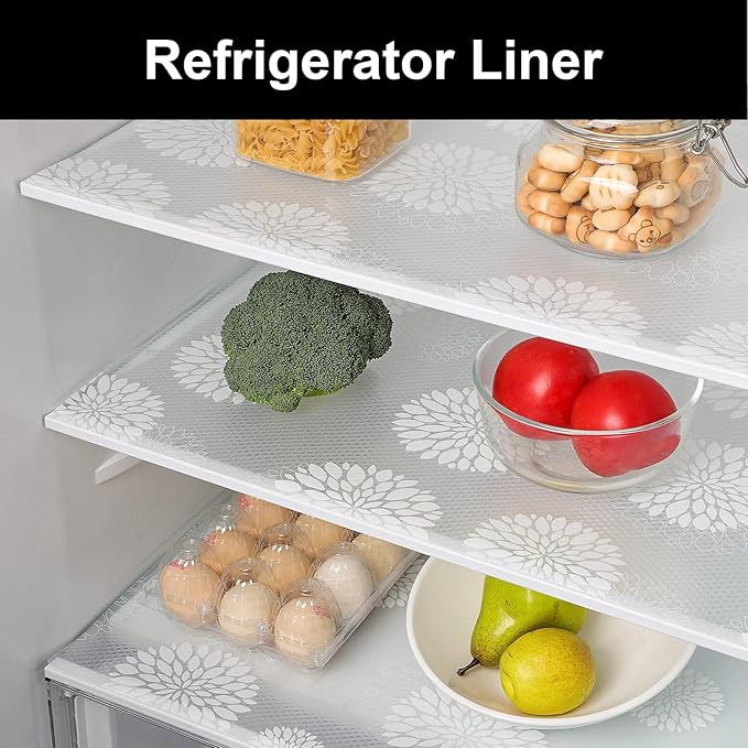 Cooyes Shelf Liners for Kitchen Cabinets Waterproof & Oil-Proof Kitchen Cupboard Mats Non-Slip Drawer Mats EVA Material Non Adhesive Fridge Liner for Shelves（23.6" W x 236" L）