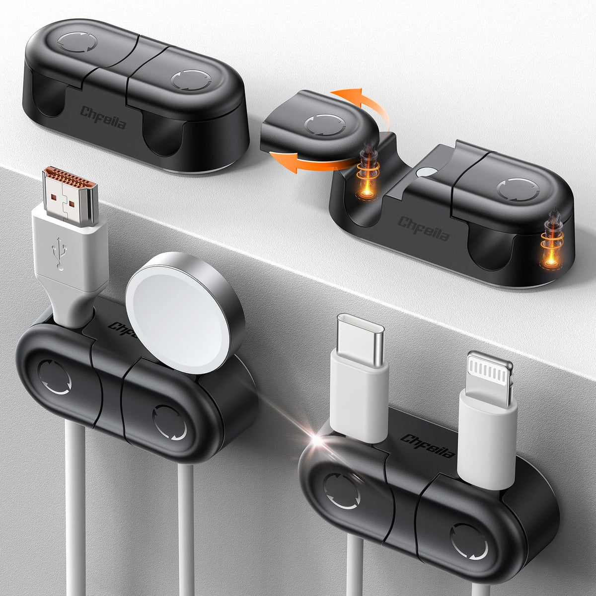 Magnetic Cable Clips - Chfeila 4Pack Cord Holder Clips, Cord - Image 1