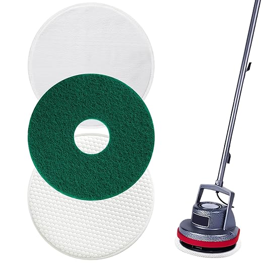3 Pack 12" Floor Machine Pads Compatible with Oreck Commercial 550MC Orbiter Scrubber Machine, Microfiber Carpet Bonnet, Floor Buffer Pad for Deep Cleaning Tile (Stripper & Bonnet & Buffer)