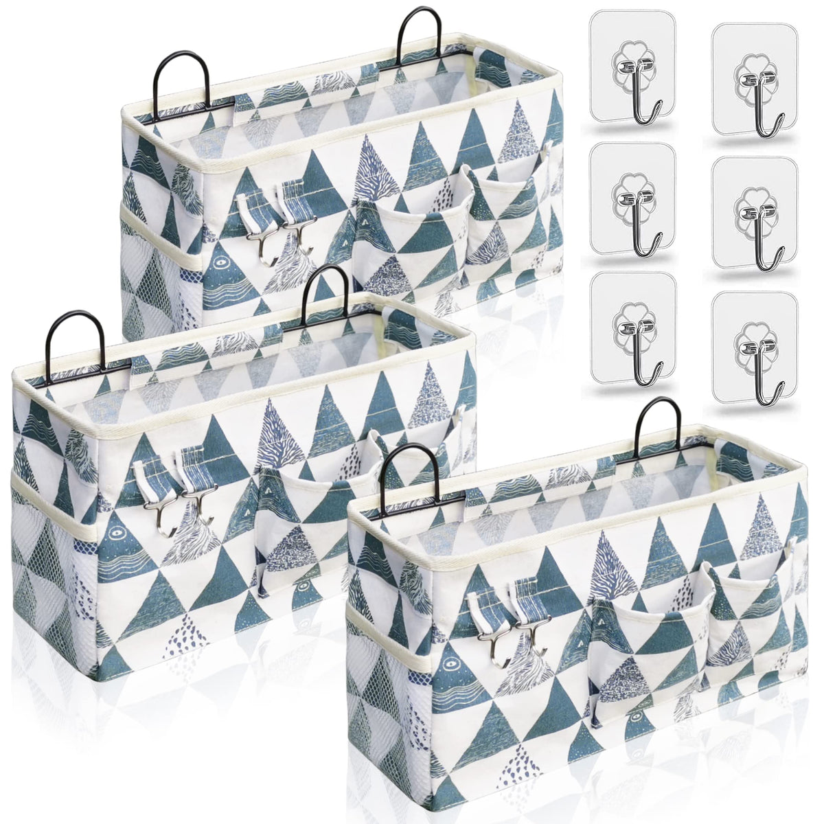Kanrichu 3pcs Large Wall Hanging Organizer Bag, Linen - Image 1