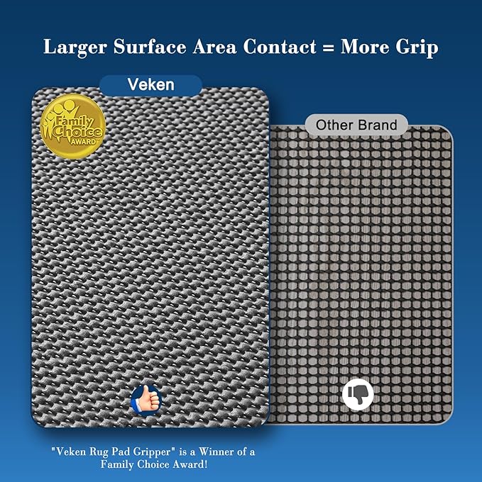 Veken Runner Rug Pad Gripper for Hardwood Floors, Non Slip 2x6 Ft Rug Pads for Area Rugs, Thick Dark Grey Rug Grippers for Tile Floors, Under Carpet Anti Skid Mat, Keep Your Rugs Safe and in Place