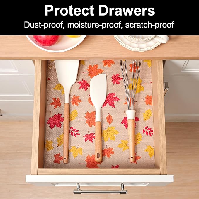 Cooyes Shelf Paper for Kitchen Cabinets Non Adhesive, Waterproof & Oil-Proof Kitchen Drawer Liner for Refrigerator Drawer Fridge Cupboard (11.8 Inch W x 236 Inch L, Pumpkin Orange)