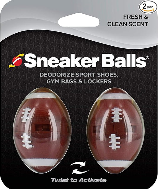 Sneaker Balls Odor-Fighting Shoe Fresheners, Eliminates Unpleasant Smells, Perfect For Sneakers, Gym Bags, Gear Bags, Drawers, Lockers, And More!, Football, 2 Pack