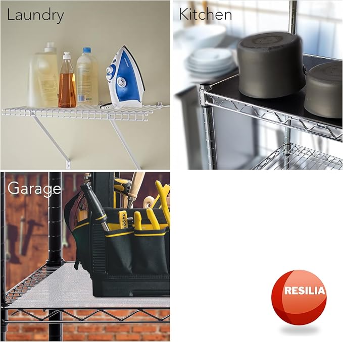RESILIA Shelf Liner Set for Wire Shelving Rack – 5 Pack, 14 Inch Long x 36 Inch Wide, Clear Plastic Vinyl Covers for Kitchen, Pantry, & Garage Racks, Made in The USA
