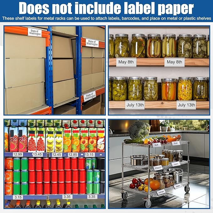 Kathfly 100 Pack Wire Shelf Label Holders Shelf Cable Tags for Wire Shelving 3 Viewing Angles 3" Adjustable Clear Plastic Rack Label Holder Retail Clips Compatible with 1-1/4in Metro Shelving