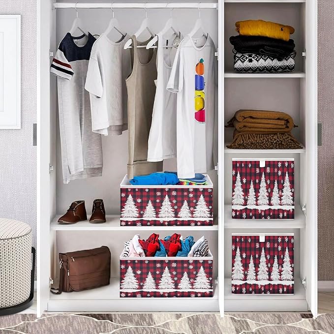 Bolaz Christmas Tree Snow Closet Organizers Storage Cubes Storage Bins Shelf Baskets Containers for Home Room Office,Rectangle
