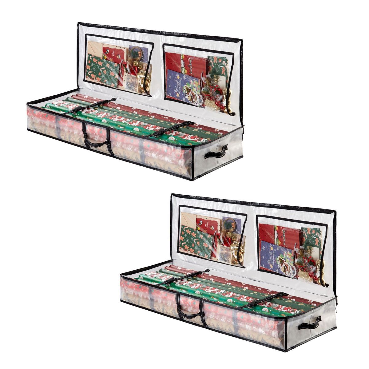 VENO 2 Pack Clear Wrapping Paper Organizer Storage Box - Image 1