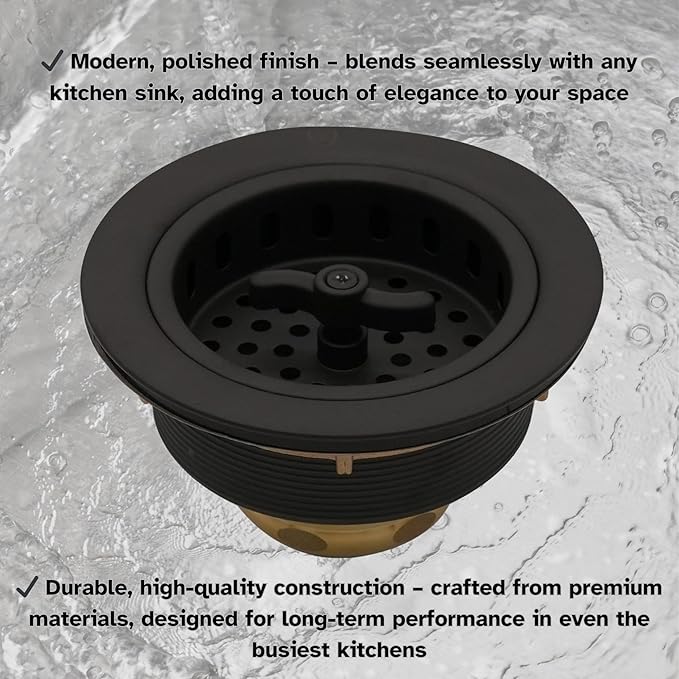 Westbrass R213-62 Wing Nut Style Large Kitchen Basket Strainer, Matte Black