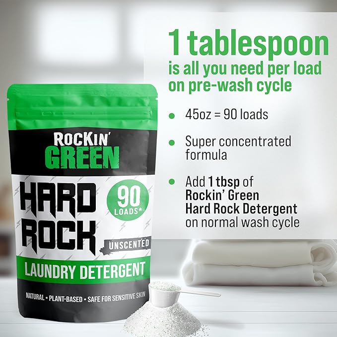 Rockin' Green Activewear 90 Loads Bundle With Hard Rock Unscented 90 Loads | All-Natural and Eco-Friendly | Non-Toxic and Safe for Sensitive Skin | Vegan and Biodegradable