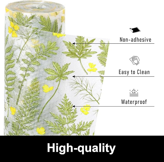 Cooyes Shelf Liner Drawer Liners, Shelf Liners for Kitchen Cabinets, Non-Adhesive Cabinet Liner, EVA Waterproof Non-Slip Refrigerator Liners for Kitchen Drawers（23.6" W x 118" L）