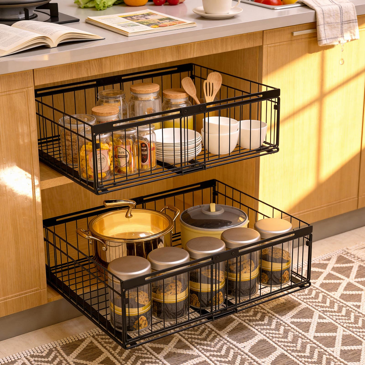 Expandable Pull Out Cabinet Organizer Adjustable Width 13"-20" - Image 1