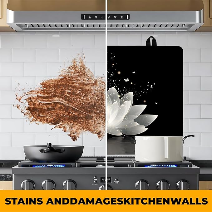 Stove Top Cover for Home Decoration Kitchen Pad Washable Cooktop Covers Countertop Stove Protector Mat for Home Kitchen Cooktops (white flowers, 28"x20")