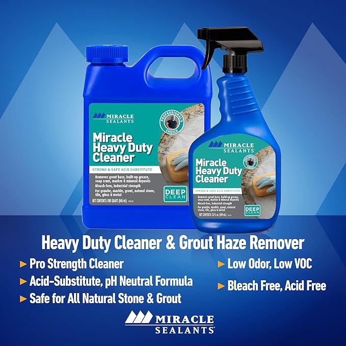 Miracle Sealants Miracle Heavy Duty Tile & Stone Cleaner, Grout Haze Remover, Non-Acidic, Quart, 6 Pack