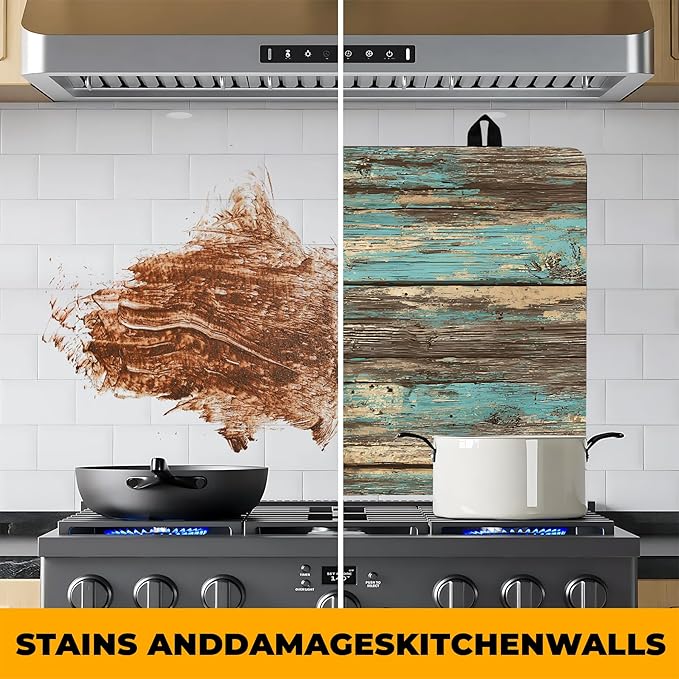Stove Top Cover for Home Decoration Kitchen Pad Washable Cooktop Covers Countertop Stove Protector Mat for Home Kitchen Cooktops (Blue wood, 28"x20")