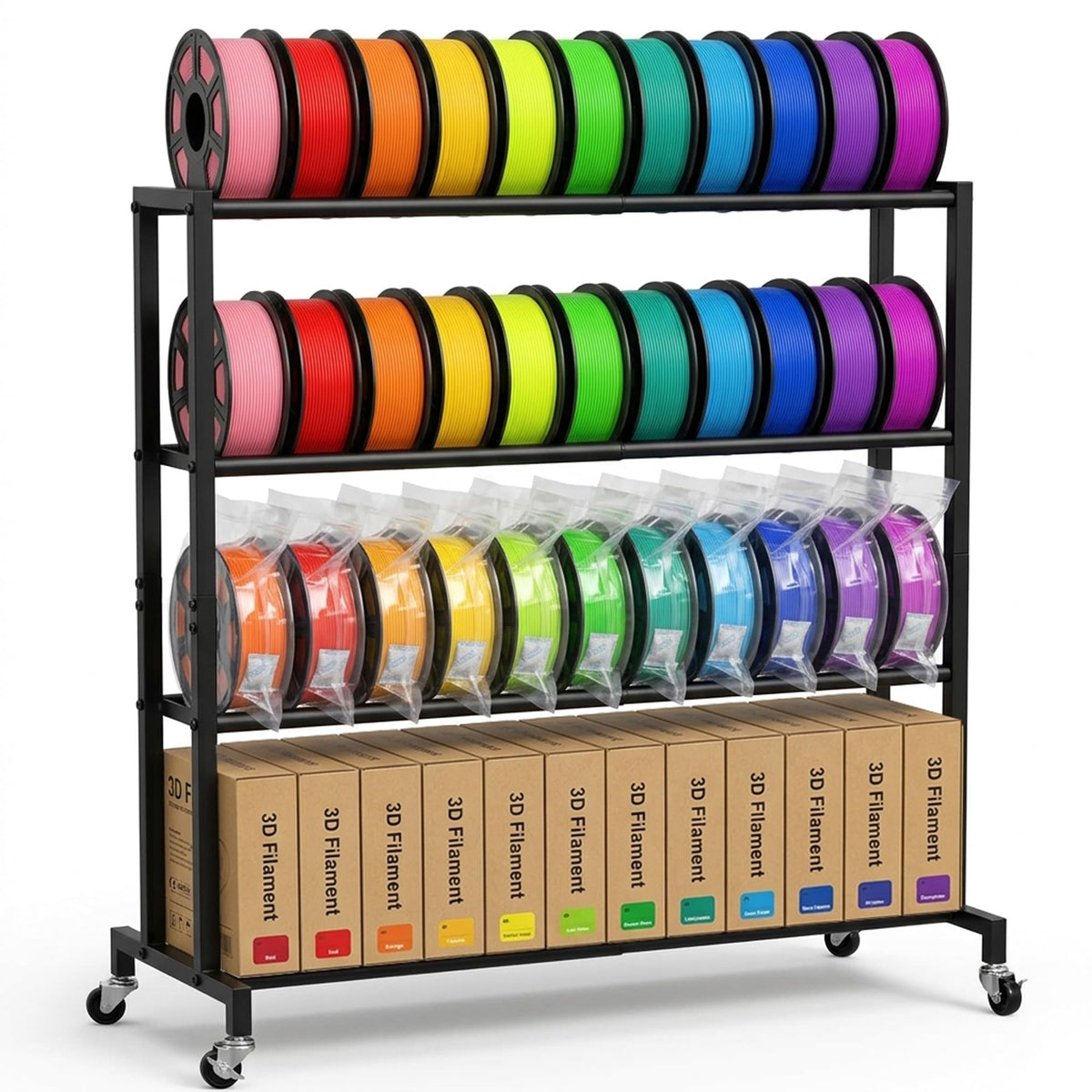 3D Printer Filament Storage Rack 4-Tier Metal Spool Shelf - Image 1