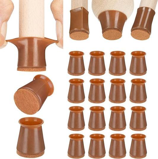 Aneaseit Chair Leg Floor Protectors - 16 pcs Brown - Felt Bottom Silicone Pads for Hardwood Floors & Furniture Feet - Rubber Caps for Chairs - Small