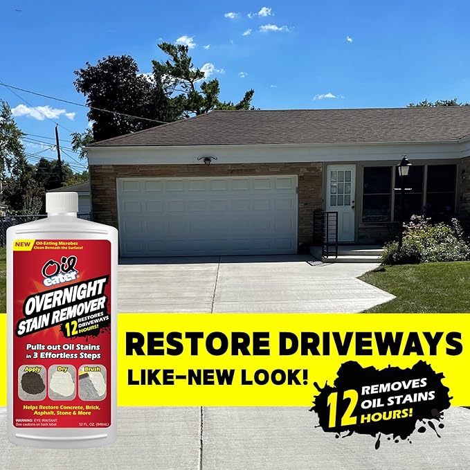 Oil Eater Overnight Concrete Stain Remover – Driveway, Garage & Paver Oil Stain Cleaner