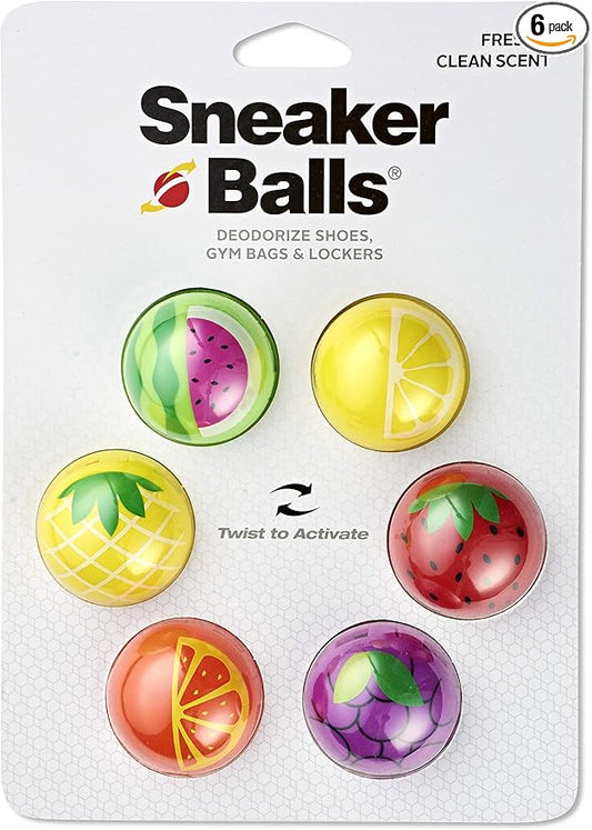 Sneaker Balls Odor-Fighting Shoe Fresheners, Eliminates Unpleasant Smells, Perfect For Sneakers, Gym Bags, Gear Bags, Drawers, Lockers, And More!, Fruitastic, 6 Pack