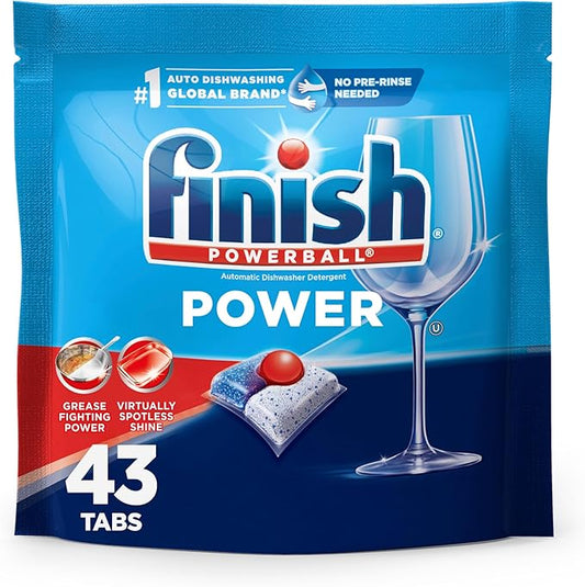 Finish Power Dishwasher Pods, No Pre-Rinse Dishwasher Detergent Soap For Deep Clean & Shine with Degreasing Power, 43 Count