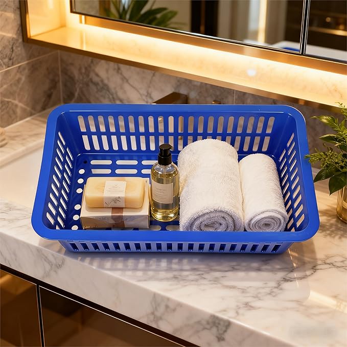 YDB Storage Plastic Drain Basket with Feet for Sorting Live Fresh Shellfish Oyster Abalone Scallop Geoduck Clams Mussels or Garden Harvest 4PCS (White+White+Blue+Red)