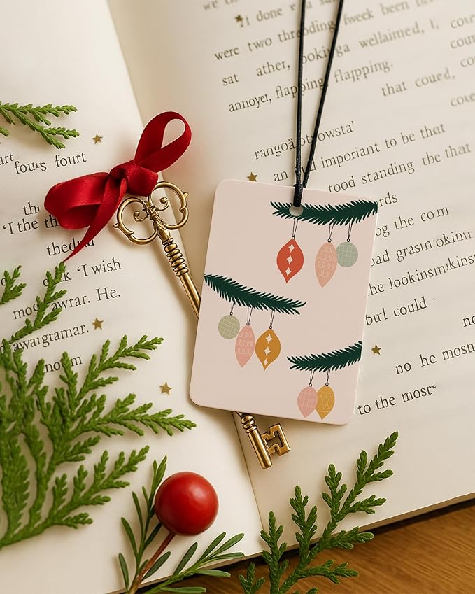 Boho Christmas Car Air Freshener 4 Pcs, Merry Christmas Tree Xmas Bauble Ball Ornament Hanging Air Freshener for Cars Closet Drawer Books, Xmas Car Accessories Mirror Decor for Women Girls