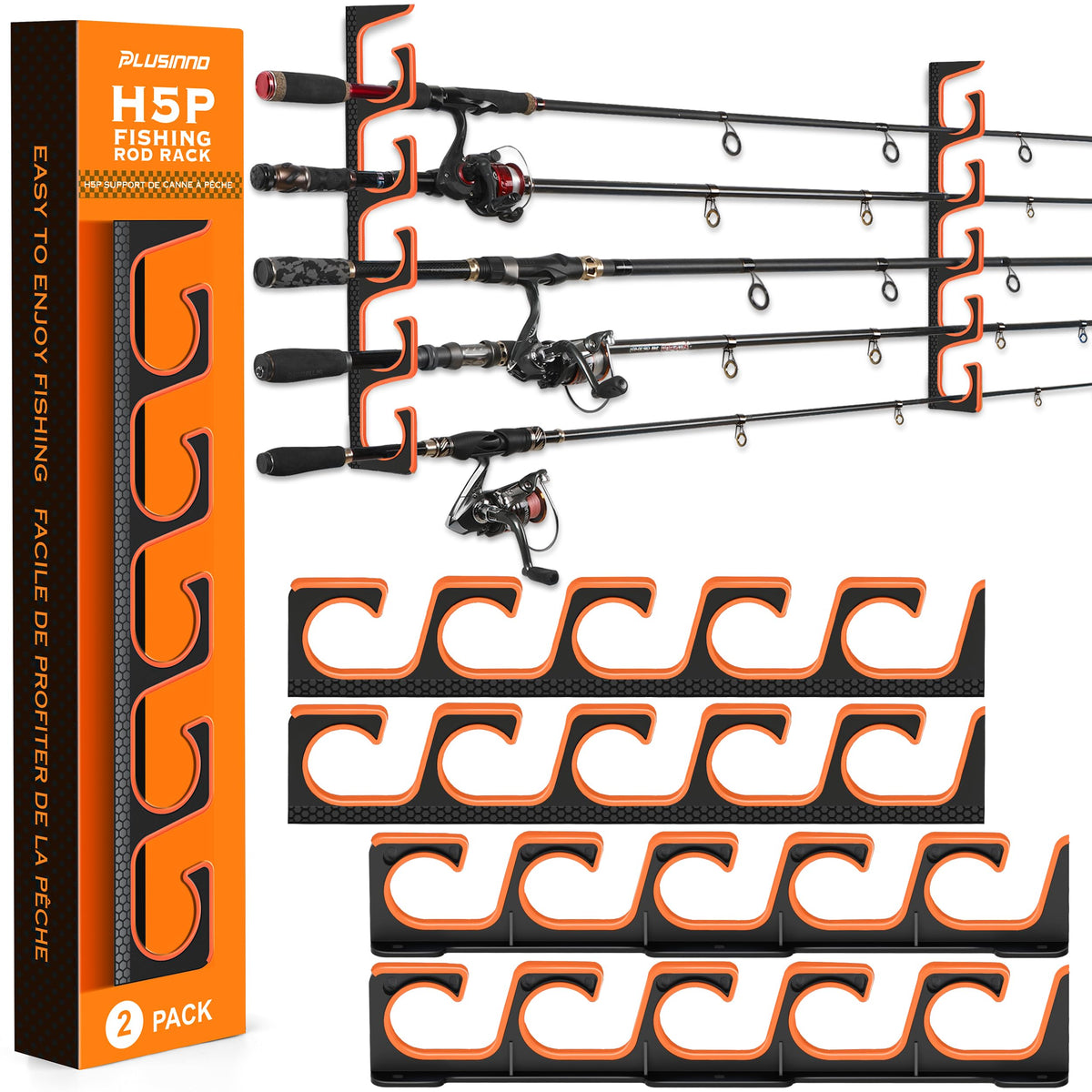 PLUSINNO H5P Fishing Rod Holders for Garage Wall/Ceiling - Image 1