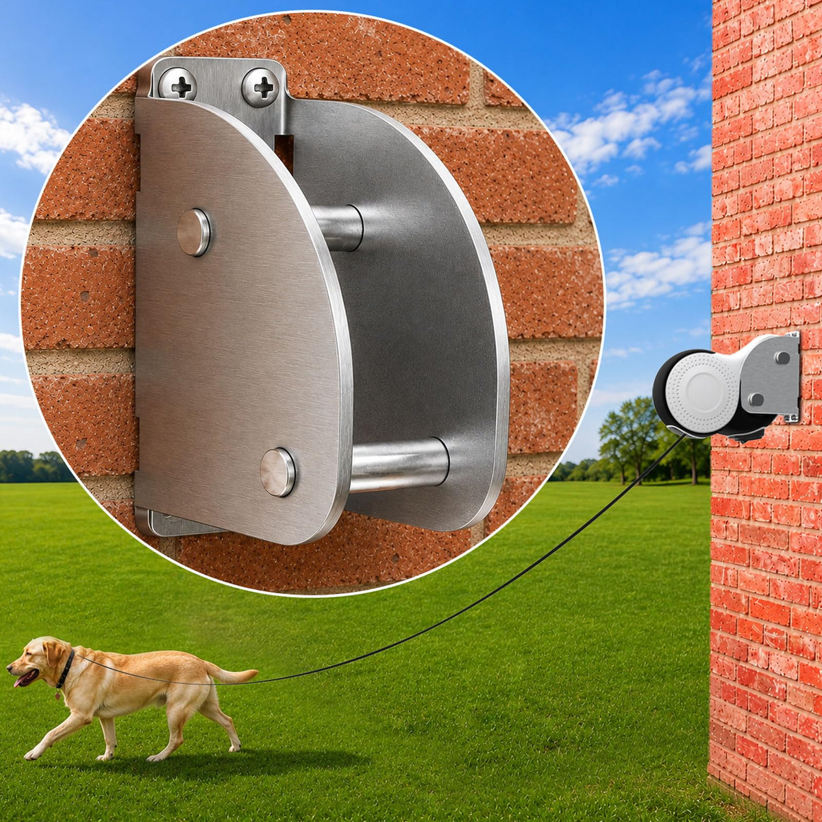 Heavy Duty Retractable Dog Leash Holder,Secure Wall Mount - Image 1