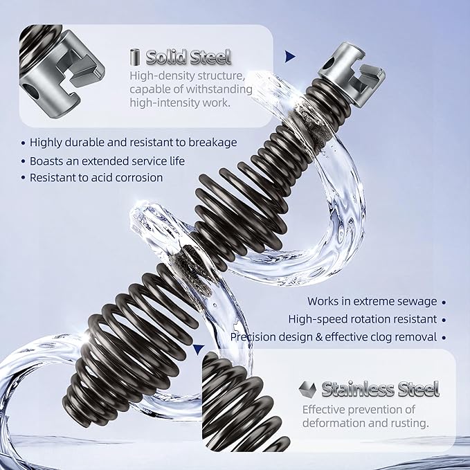 10Pcs Drain Snake Drill Attachment for RIDGID K-400/C-4/C-6/C-7/C-8/C-9, 5/8" Auger Cutter Kit, 4 Cutters & 4 Spirals, Heavy Duty Drain Cleaner Tools,Professional Drain Auger Tools for Clog Removal