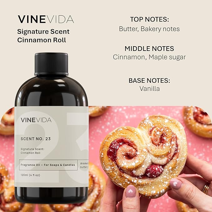 VINEVIDA [4oz] Cinnamon Roll Fragrance Oil for Candle Making and Soap Making - Premium Candle Scents for Soy Candles