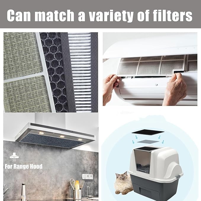 48 x 16 Inch Cut-to-Fit Activated Carbon Fabric Filter Sheet Charcoal Air Vent Filters Pad Black Range Hood Hepa AC Replacement Fabric Filter Sheet (1PCS, 48 x 16 x 0.2IN)