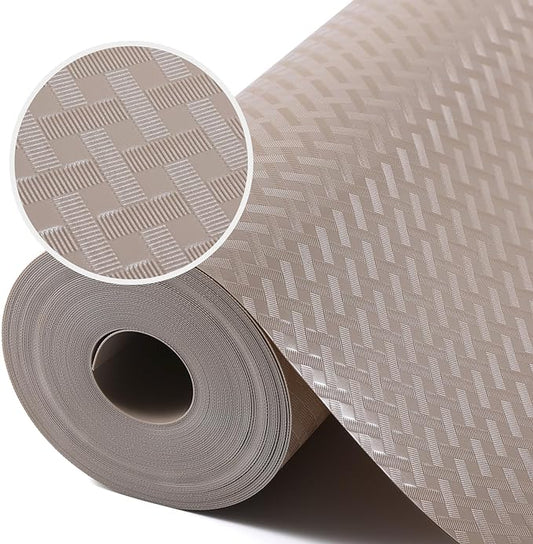 Shelf Liners for Kitchen Cabinets, Waterproof and Oil-Proof Kitchen Cupboard Liner, Refrigerator Liners and Plastic Drawer Mats EVA Non Adhesive Shelves, Fridge - Beige 11.8 x 118 Inches