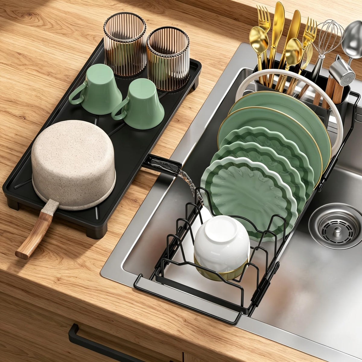 Small Dish Drying Rack - Expandable Dish Drying Rack with Drying - Image 1