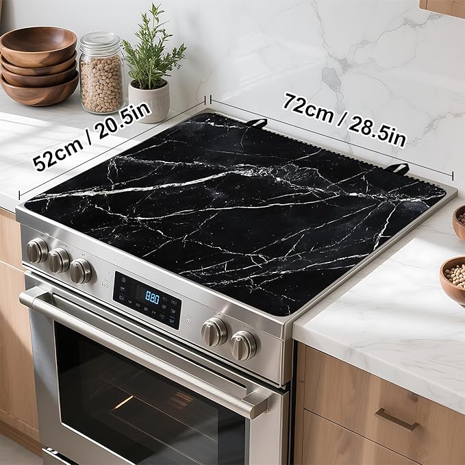 Stove Top Cover for Home Decoration Kitchen Pad Washable Cooktop Covers Countertop Stove Protector Mat for Home Kitchen Cooktops (black, 28"x20")