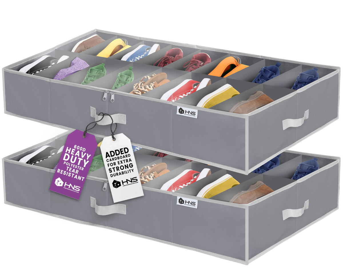 Under Bed Shoe Storage Organizer, 2 Pack of 16 Pairs Storage - Image 1