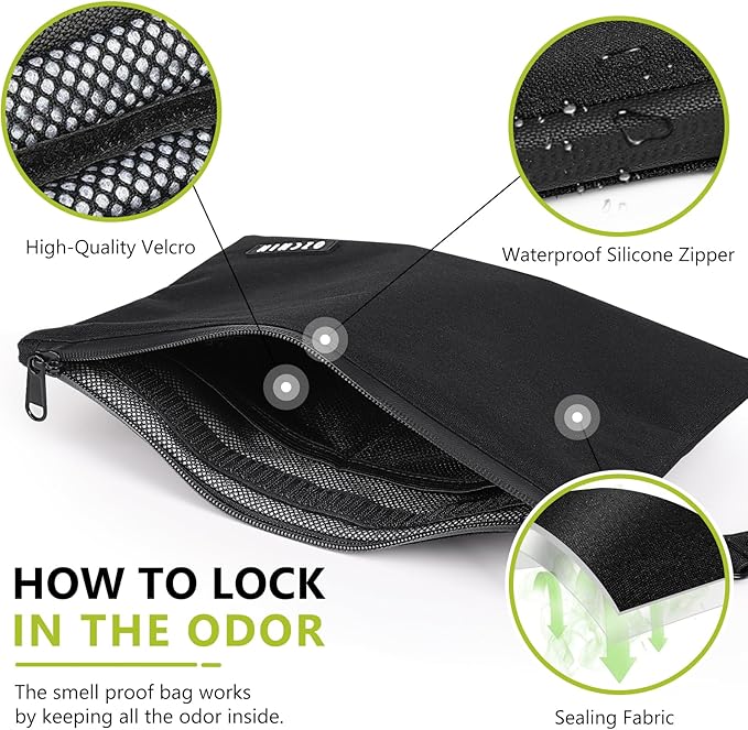 Smell Proof Bag Travel Storage Case Activated Charcoal Pouches Durable Odorless Medicine Organizer