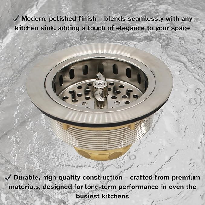 Westbrass R213-07 Wing Nut Style Large Kitchen Basket Strainer, Satin Nickel