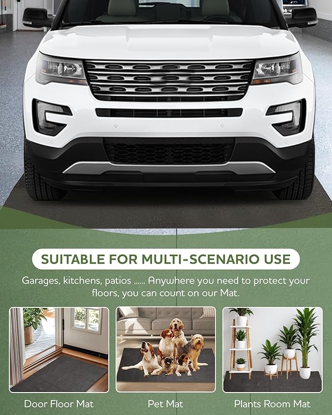 Large Garage Floor Mat 7.6'x20' for Under Car Protects Floor, Garage Driveway Oil Drip Mat,Water Containment Rug, Non-Slip Oil Spill Mat for Kitchen/Car-Wash/Driveway/Doorway