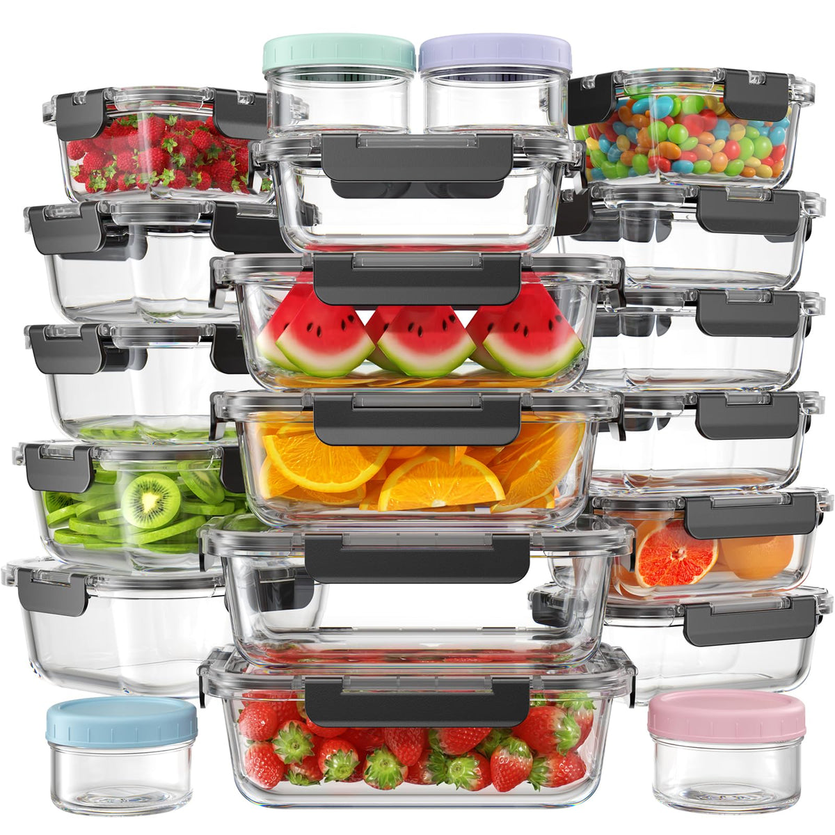 KEMETHY 40 PCS Glass Food Storage Containers with Lids - Image 1