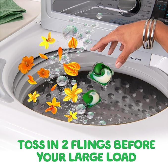 Gain Flings Laundry Detergent Pacs, 60 Count, Island Fresh Scent, with Odor Defense, concentrated laundry soap pacs