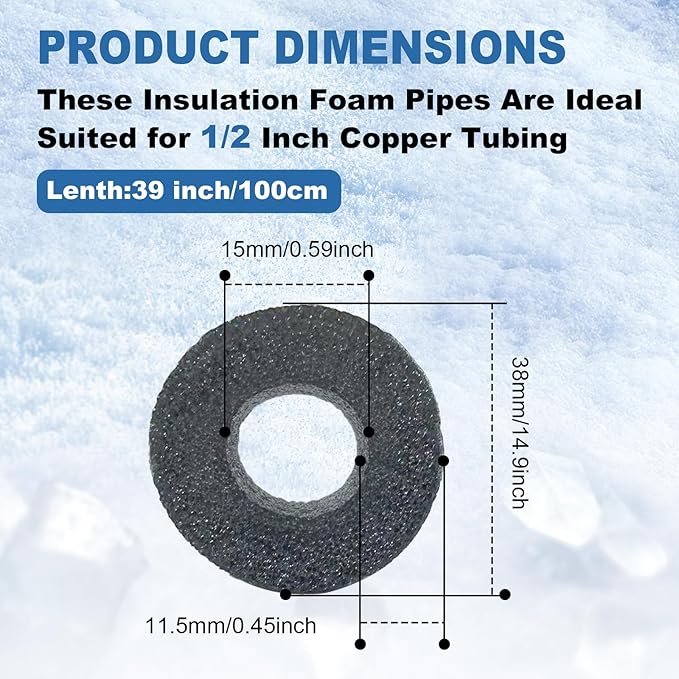 Insulating Foam Pipe Covers, Outdoor Water Pipe Insulation Water Pipe Freeze Protection,Foam Tube Suitable for Outdoor and Indoor Water Pipe Pipeline(12 Pcs,1/2 Inch)