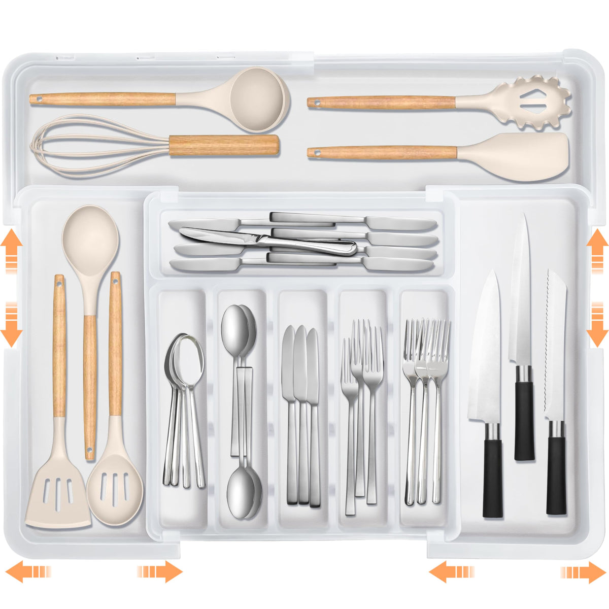 Spaclear Large Silverware Drawer Organizer Expandable Kitchen - Image 1