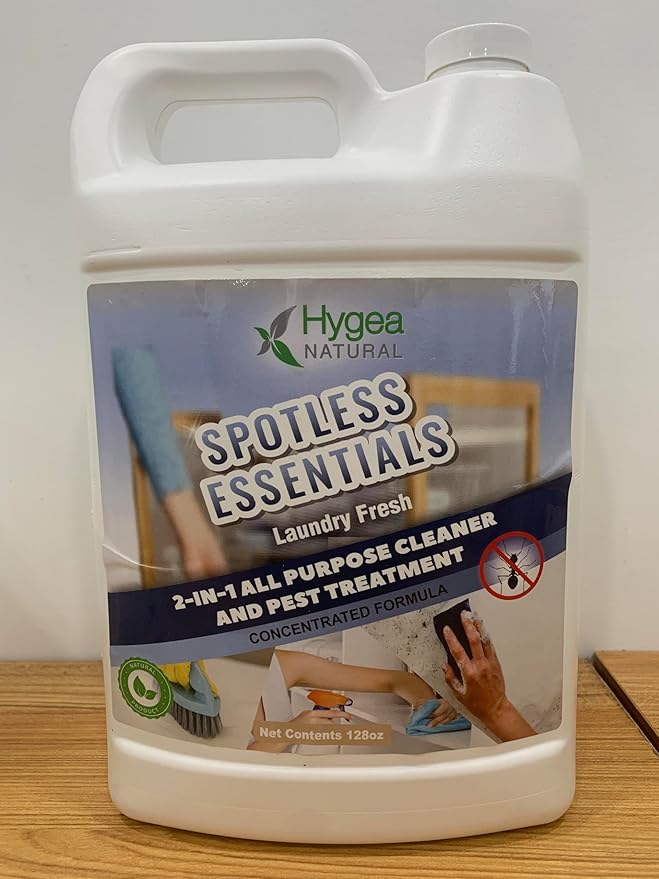 Spotless Essentials-Indoor Pest Control & Surface Cleaner for Home Concentrated Gallon-Eliminates Ant, Dust Mite, Bed Bug, Flea, Bug - Pet and Family Friendly- Laundry Fresh Scent-Makes 16 Gallons
