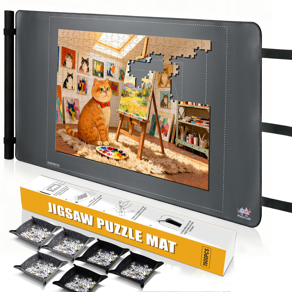 Premium All-in-One Puzzle Mat Roll Up - 46" x 26" Puzzle Mat - Image 1