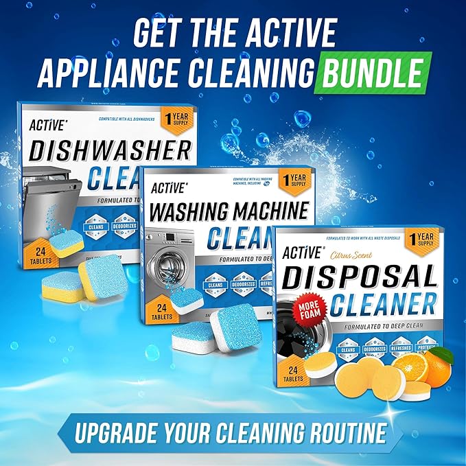 ACTIVE Enzyme Laundry Booster and Washing Machine Cleaner - Includes 2lbs Detergent Boosting Powder and 24ct Washing Machine Cleaning Tablets