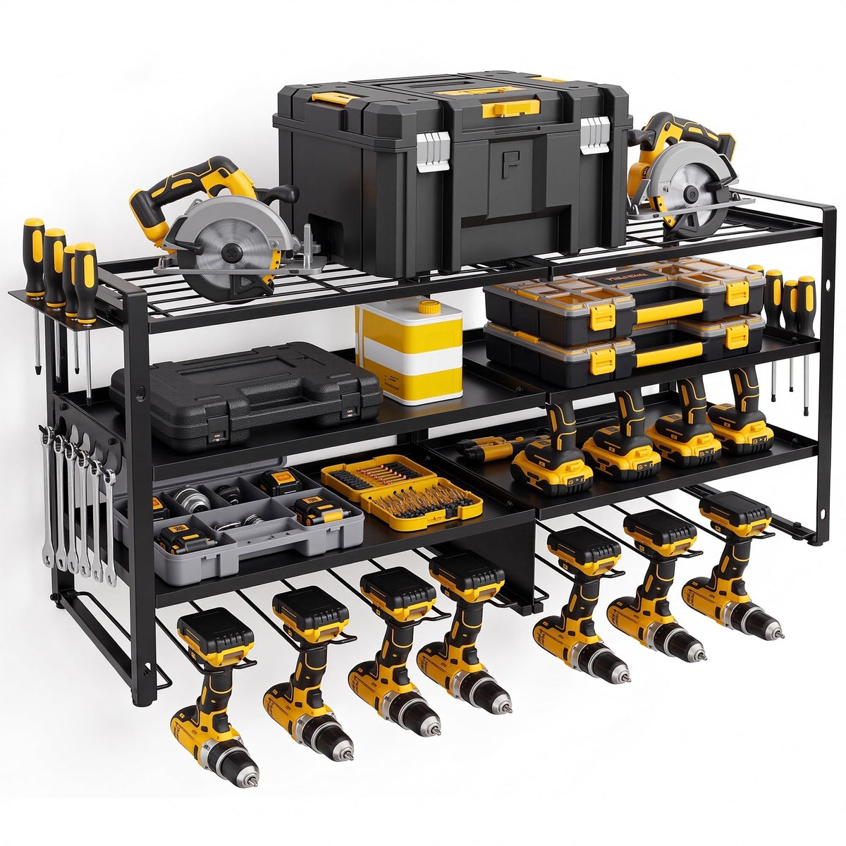 VECELO 4 Tier Power Tool Organizer Wall Mount, Metal Storage Rack - Image 1