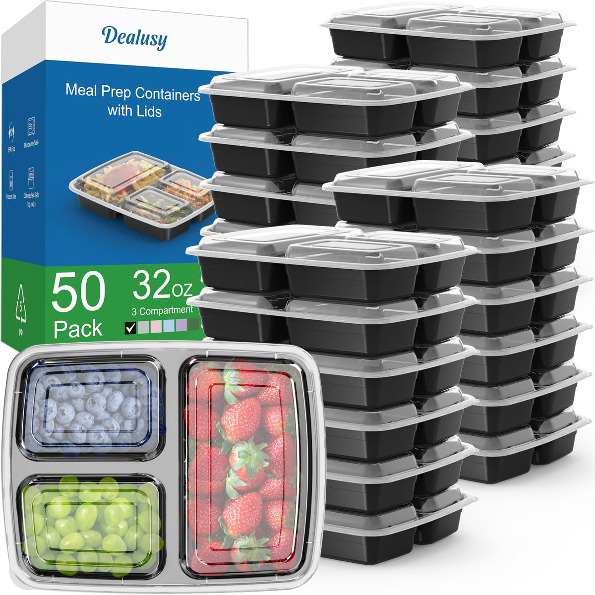 Dealusy 50 Pack 32 oz Meal Prep Containers with Lids - Image 1