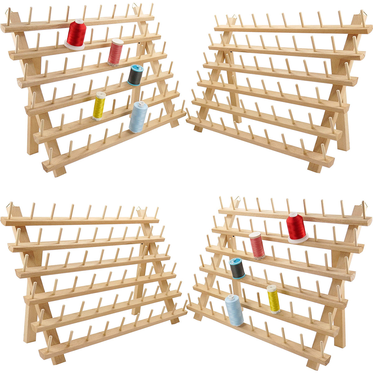 New brothread 4X60 Spools Wooden Thread Rack - Image 1
